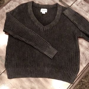 Victoria's Secret PINK FORENZA Cable Knit V-neck Sweater Charcoal